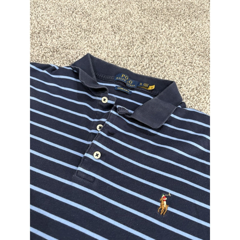Polo Ralph Lauren Women's XL Short Sleeve Polo Shirt Striped Custom Slim Fit